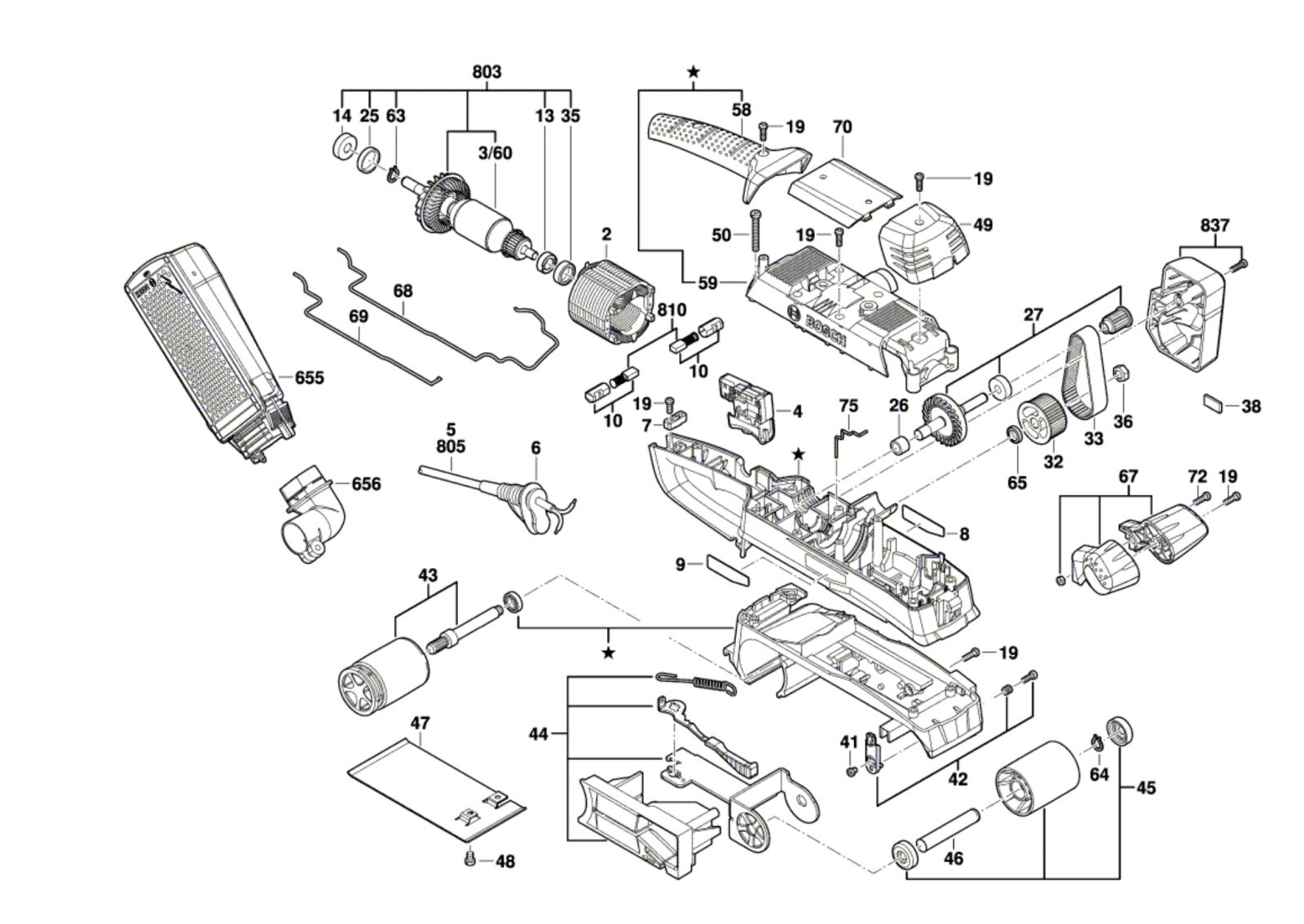 Bosch 3 603 Ba1 000 Pbs 75 A Belt Sander Spare Parts